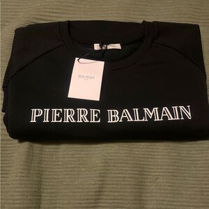 Balmain Black Crewneck with Logo NWT IT 52